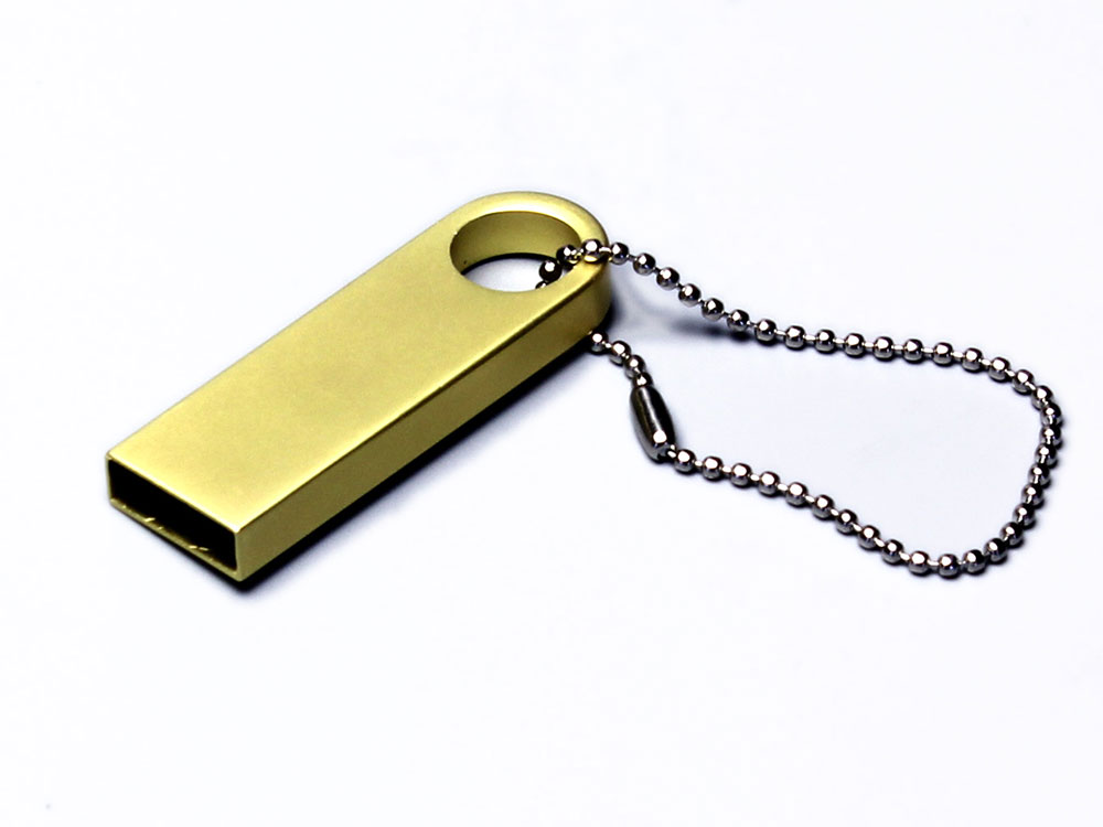 USB 2.0-флешка на 512 Мбайт с мини чипом и круглым отверстием, золотистый, 512Mb