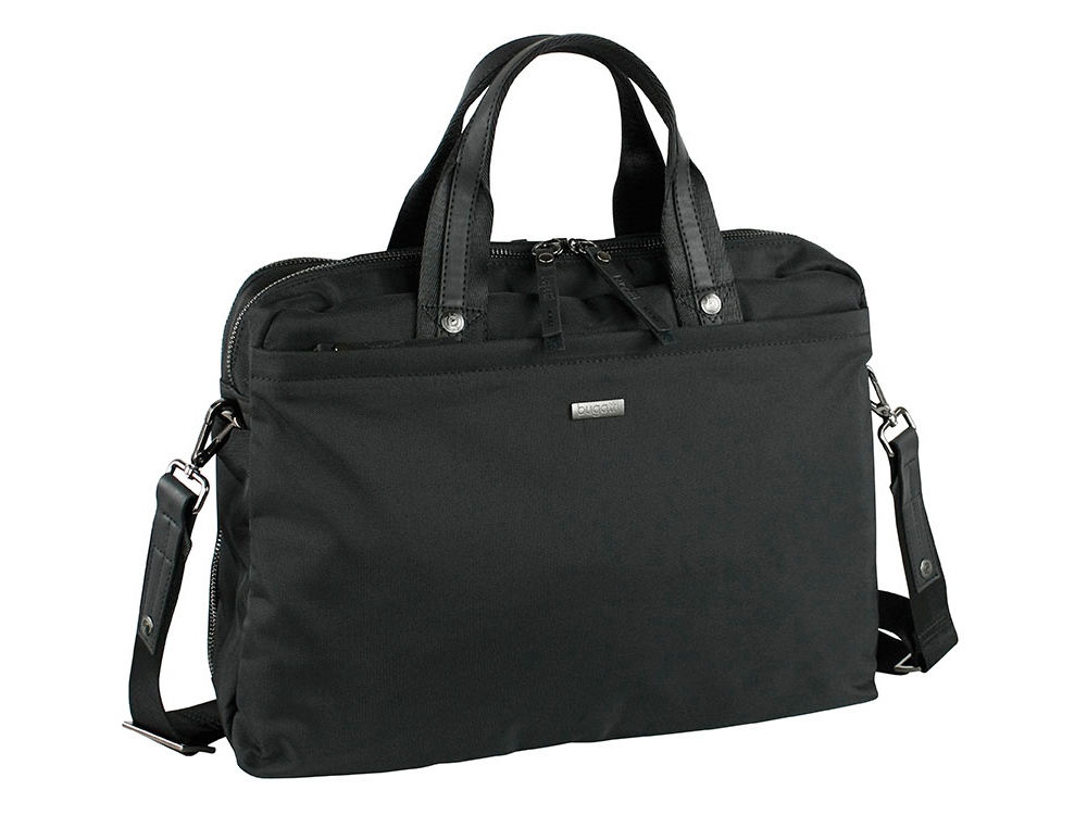 Сумка-портфель BUGATTI Contratempo 13, чёрная, нейлон, 38х10х28 см, 9 л