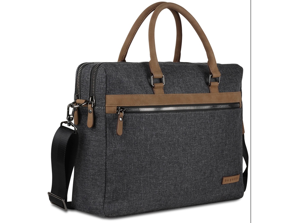 Портфель мужской BUGATTI Luce 15, серый, полиэстер, 40х10х31,5 см
