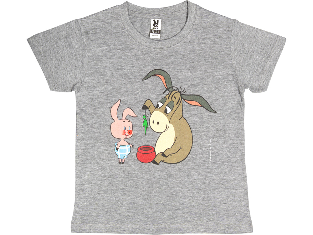 Футболка Винни-Пух детская, серый меланж, 9-10